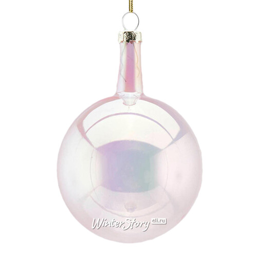 Набор стеклянных шаров Viva Lamberto 8 см, 6 шт, жемчужно-розовый EDG