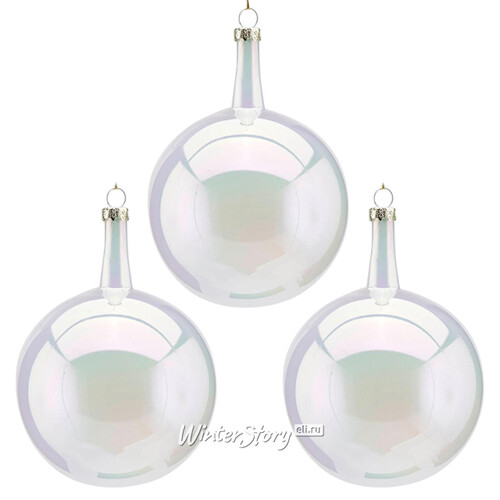 Набор стеклянных шаров Viva Lamberto 10 см, 6 шт, белый EDG