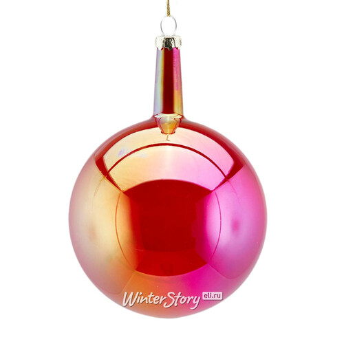 Набор стеклянных шаров Viva Lamberto 10 см, 6 шт, красный EDG