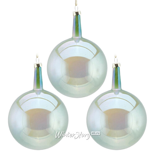 Набор стеклянных шаров Viva Lamberto 10 см, 6 шт, светло-зеленый EDG