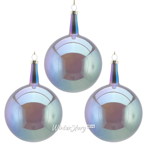 Набор стеклянных шаров Viva Lamberto 10 см, 6 шт, голубой EDG