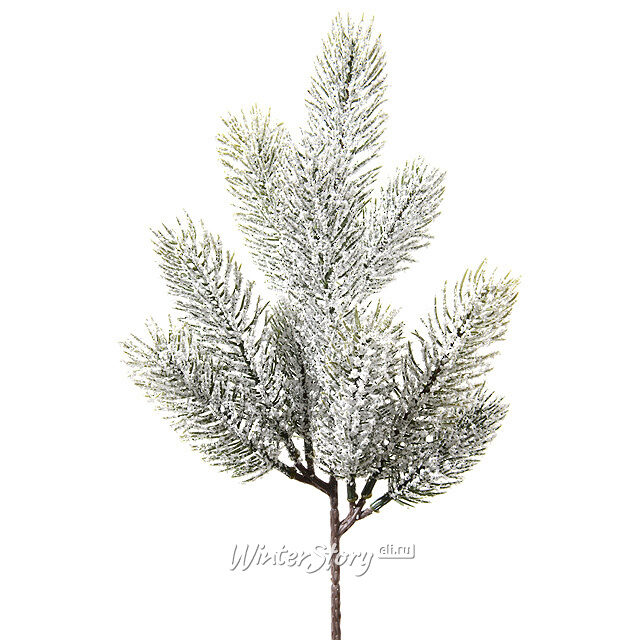 Хвойная ветка Еловая Заснеженная 35 см, ЛИТАЯ 100% Kaemingk