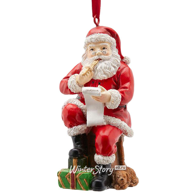 Елочная игрушка Санта с письмом 11 см EDG