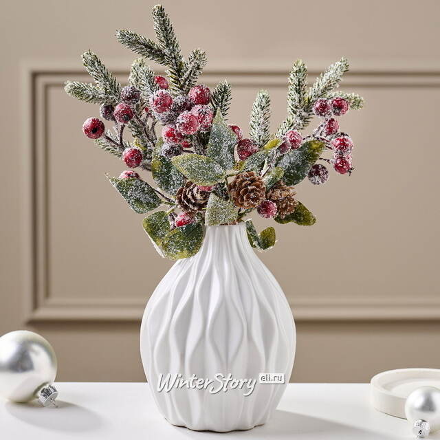 Ветка Ягодный букет 20 см, ЛИТАЯ 100% Kaemingk