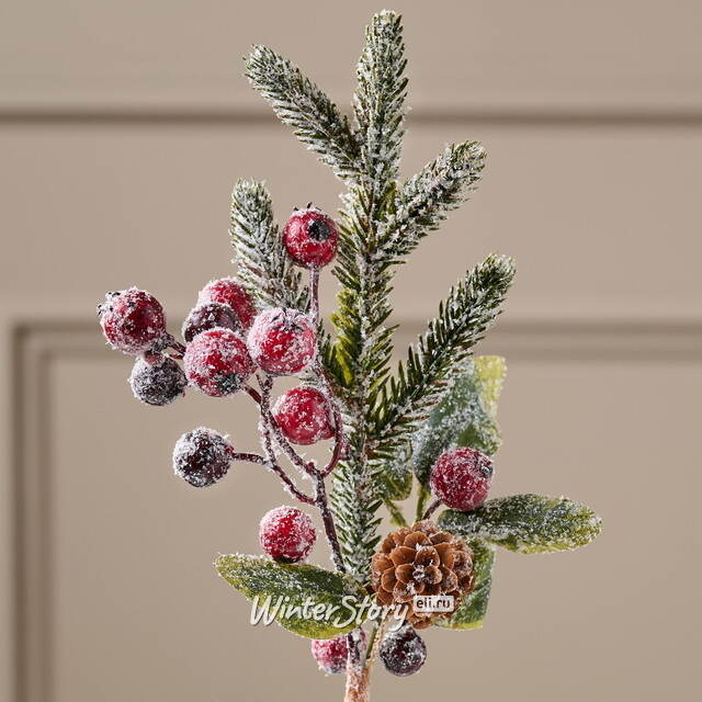 Ветка Ягодный букет 20 см, ЛИТАЯ 100% Kaemingk