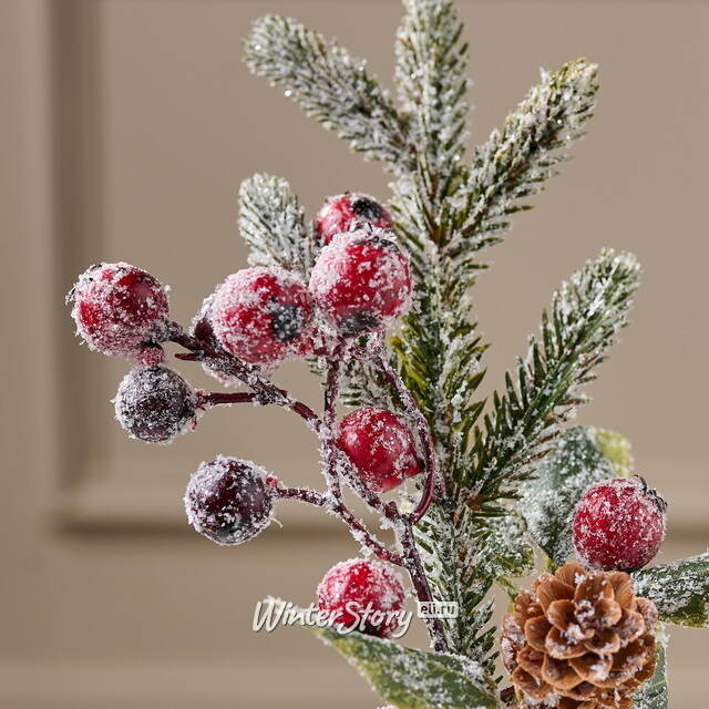 Ветка Ягодный букет 20 см, ЛИТАЯ 100% Kaemingk