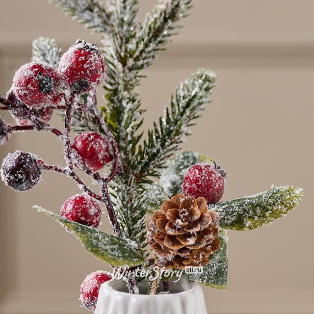 Ветка Ягодный букет 20 см, ЛИТАЯ 100% Kaemingk