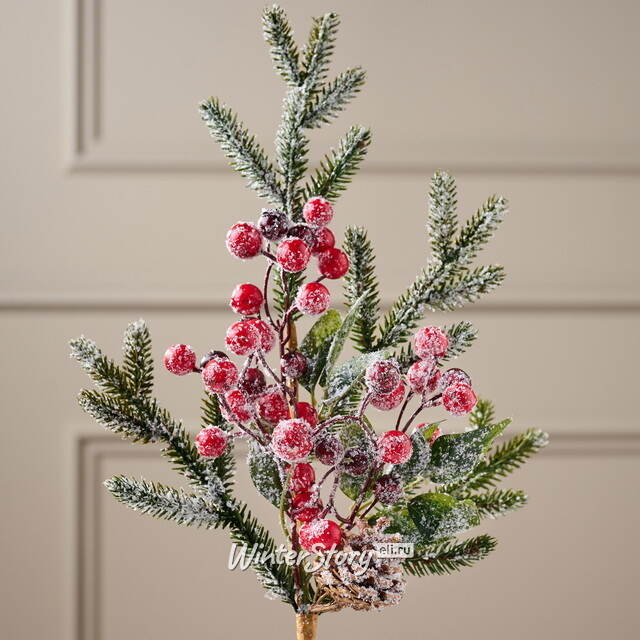 Ветка Ягодный букет 50 см, ЛИТАЯ 100% Kaemingk