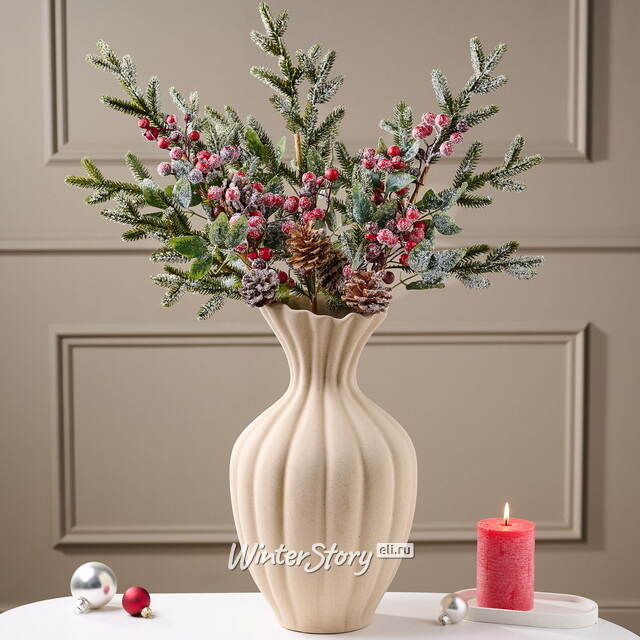 Ветка Ягодный букет 68 см, ЛИТАЯ 100% Kaemingk