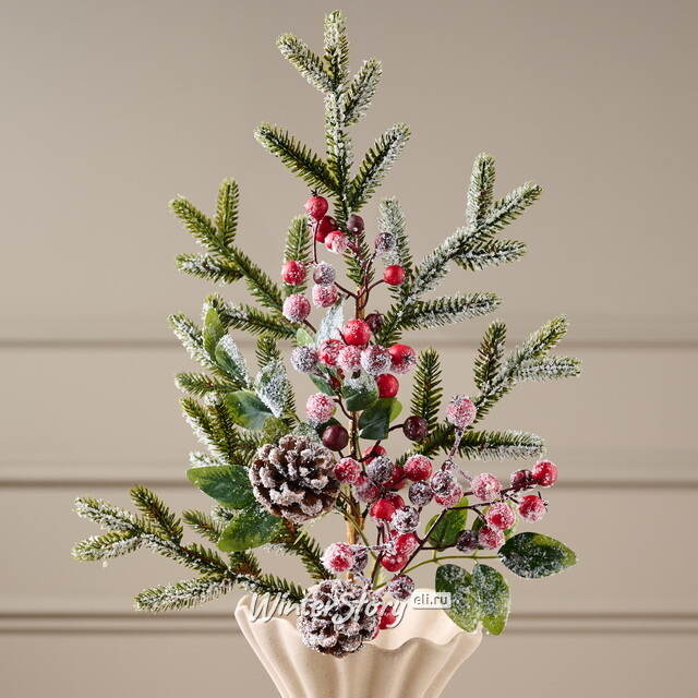 Ветка Ягодный букет 68 см, ЛИТАЯ 100% Kaemingk