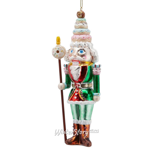 Стеклянная елочная игрушка Щелкунчик Пэр Донат - Christmas Periple 19 см, подвеска EDG