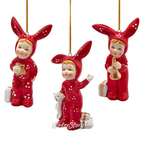 Набор елочных игрушек Little Bunnies 11 см, 3 шт, подвеска EDG