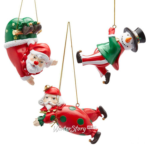 Набор елочных игрушек Рождественские Трюкачи - Circus Show 9 см, 3 шт, подвеска EDG