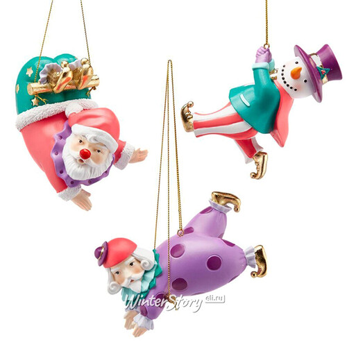 Набор елочных игрушек Рождественские Циркачи - Circus Show 9 см, 3 шт, подвеска EDG