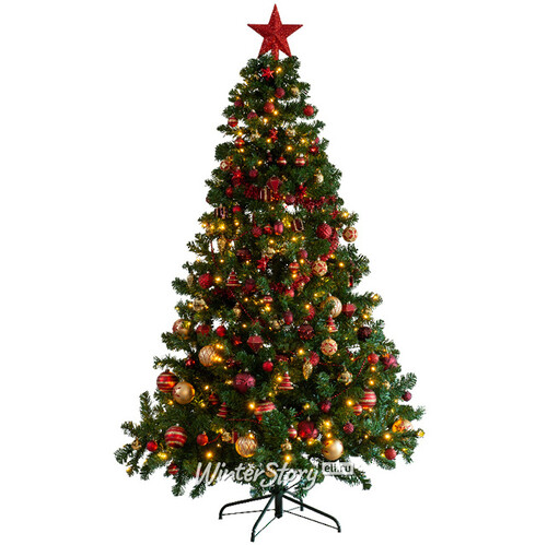 Искусственная елка с гирляндой и игрушками Империал: Royal Christmas 210 см, 380 теплых белых ламп, контроллер, ПВХ Kaemingk