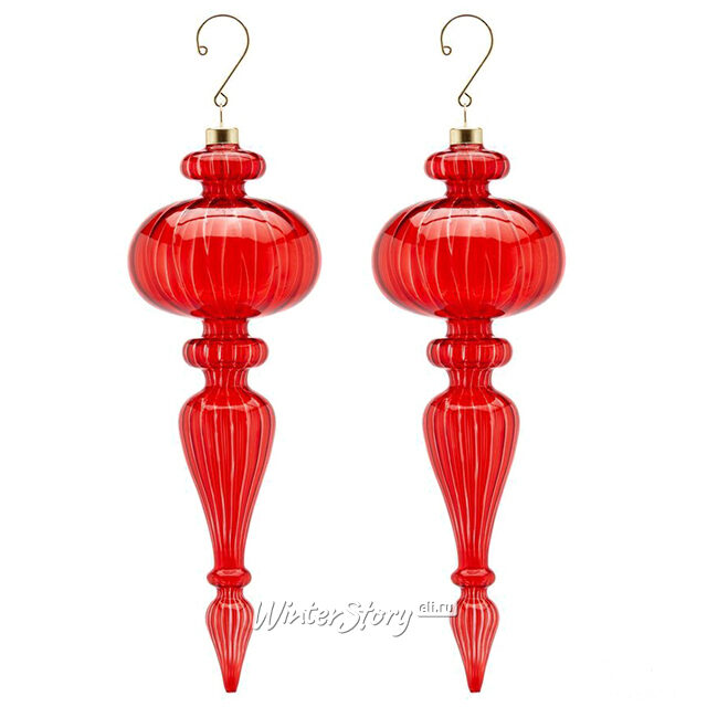 Набор стеклянных елочных игрушек Сосульки Marseille 25 см красный, 6 шт, подвеска EDG