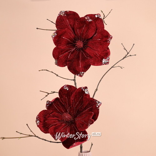 Искусственный цветок Магнолия Marsala Velvet 25 см, клипса Kaemingk