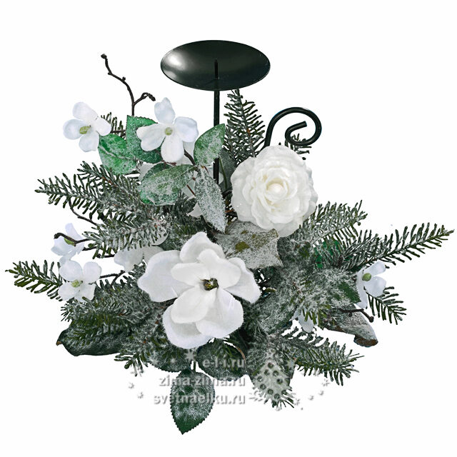 Подсвечник Зимний Сад 33 см на 1 свечу Kaemingk (Кейминг)