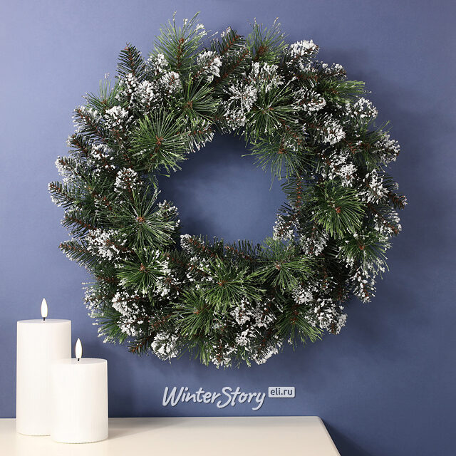 Венок заснеженный Финлей 50 см, ЛЕСКА + ПВХ Kaemingk