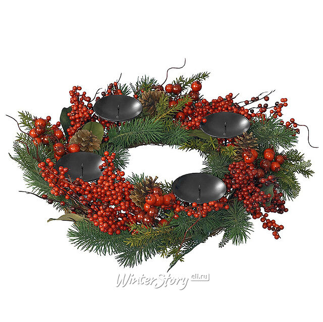 Подсвечник Ягодный венок 60 см на 4 свечи Kaemingk