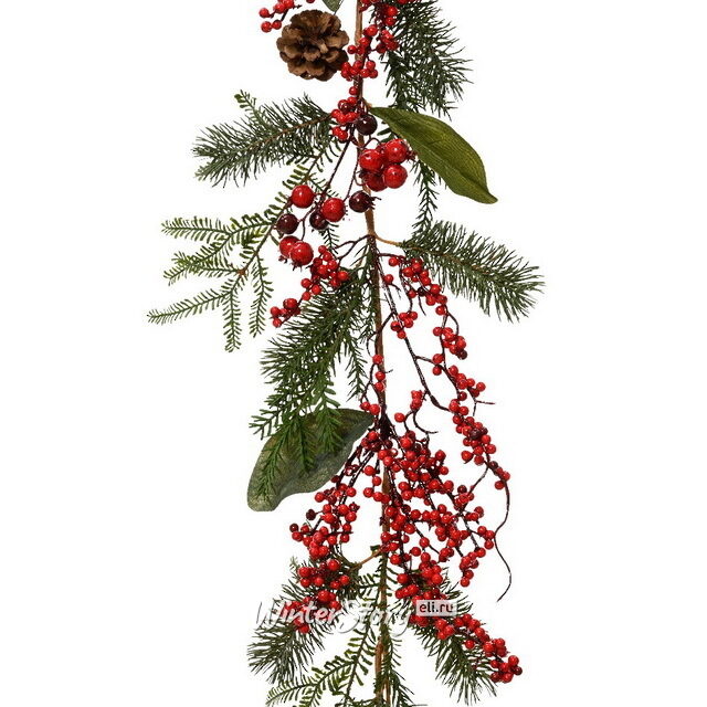 Хвойная гирлянда Ягодное Изобилие 180*10 см, ЛИТАЯ 100% Kaemingk