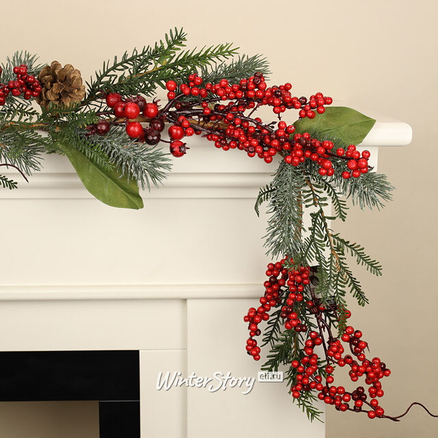 Хвойная гирлянда Ягодное Изобилие 180*10 см, ЛИТАЯ 100% Kaemingk