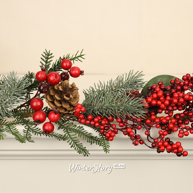 Хвойная гирлянда Ягодное Изобилие 180*10 см, ЛИТАЯ 100% Kaemingk