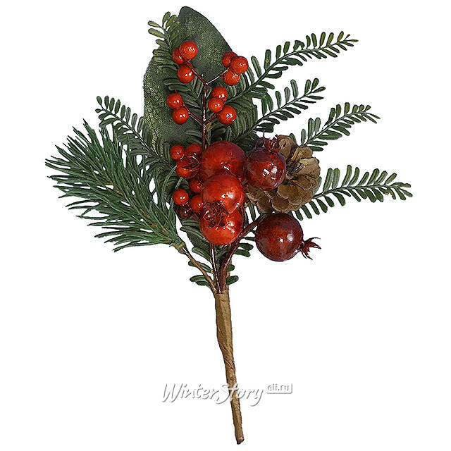 Хвойная Ветка с Ягодами 20 см, ЛИТАЯ + ПВХ Kaemingk