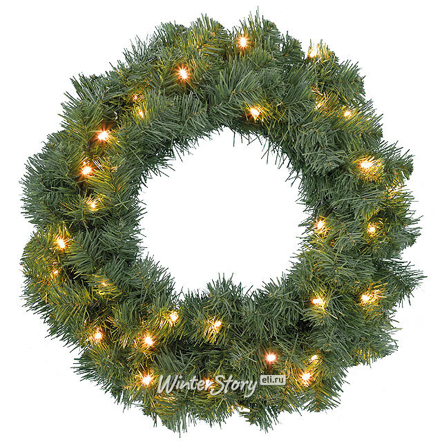 Венок с лампочками Классический 50 см, 40 теплых белых LED ламп, влагозащищенный, ПВХ Kaemingk