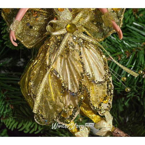 Елочное украшение Фея Эльфов в золотом наряде 20 см, подвеска Eggl