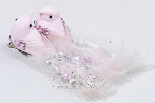 Елочное украшение "Райские птички", 16 см, 2 шт, розовый, клипса Kaemingk