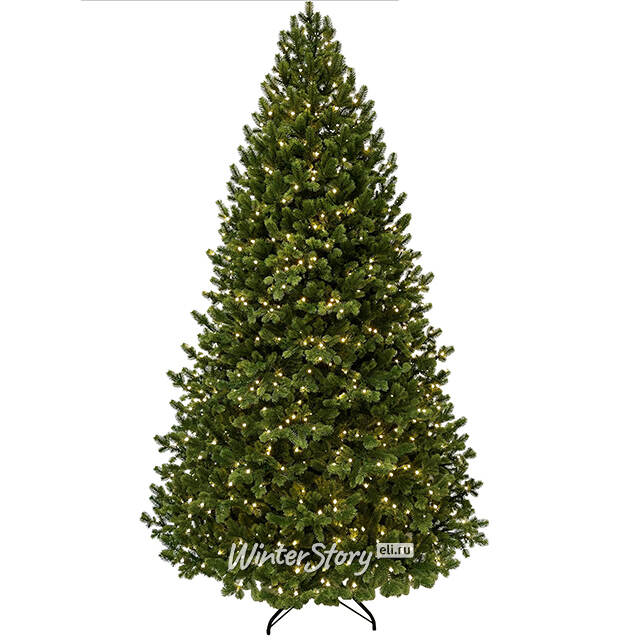 Искусственная елка с лампочками Царская 230 см, 1050 теплых белых ламп, контроллер, ЛИТАЯ 100% TreeDeLuxe
