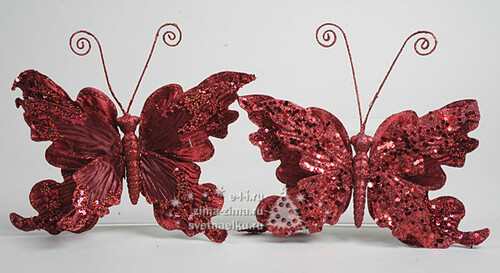 Бабочка бархатная, бордовая, 21*15см Kaemingk