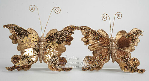 Бабочка бархатная, золотая, 21*15см Kaemingk