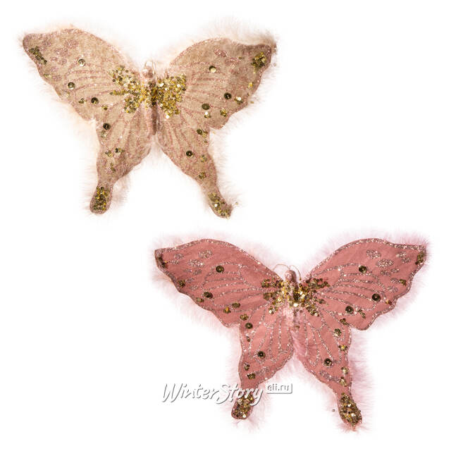 Елочное украшение Бабочка Ария 32 см розовая, клипса Kaemingk