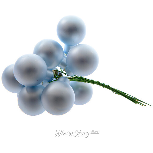 Гроздь стеклянных шаров на проволоке 2.5 см светло-голубой матовый, 12 шт Kaemingk
