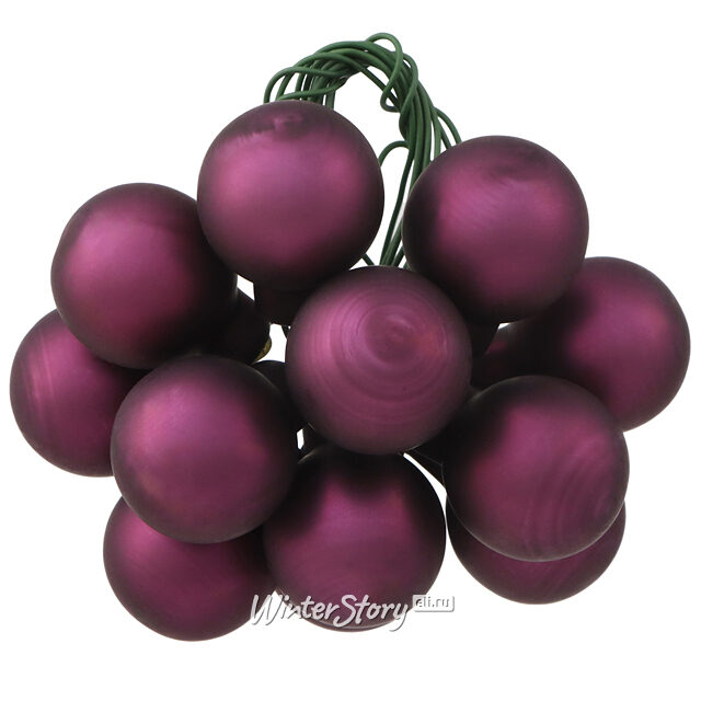 Гроздь стеклянных шаров на проволоке 2 см сливовый матовый, 12 шт Kaemingk