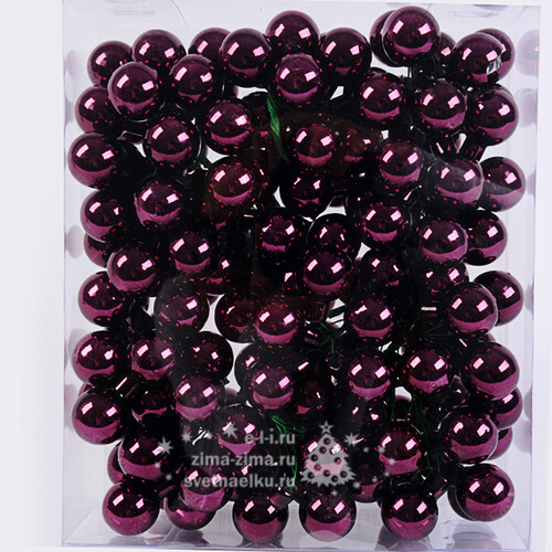 Гроздь стеклянных шаров на проволоке 2.5 см темно-фиолетовый глянцевый, 12 шт Kaemingk