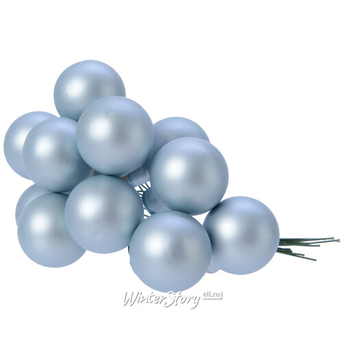 Гроздь стеклянных шаров на проволоке 2.5 см небесно-голубой матовый, 12 шт Kaemingk
