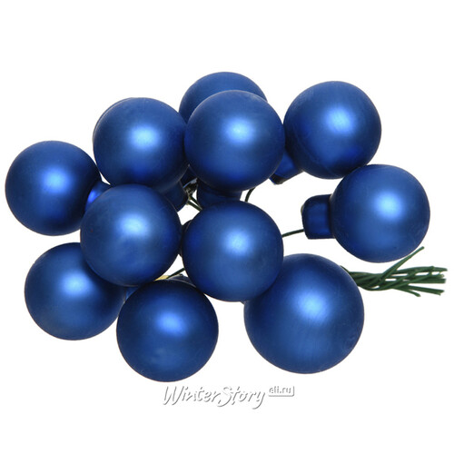Гроздь стеклянных шаров на проволоке 2.5 см синий королевский матовый, 12 шт Kaemingk