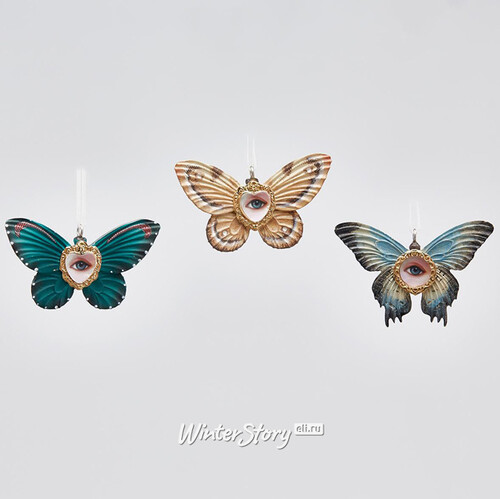 Набор елочных игрушек Бабочки Эйлиан - Краски Корсики 7 см, 3 шт, подвеска EDG