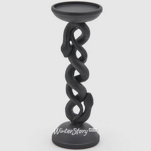 Металлический подсвечник для 1 свечи Graceful Snake 25 см черный EDG