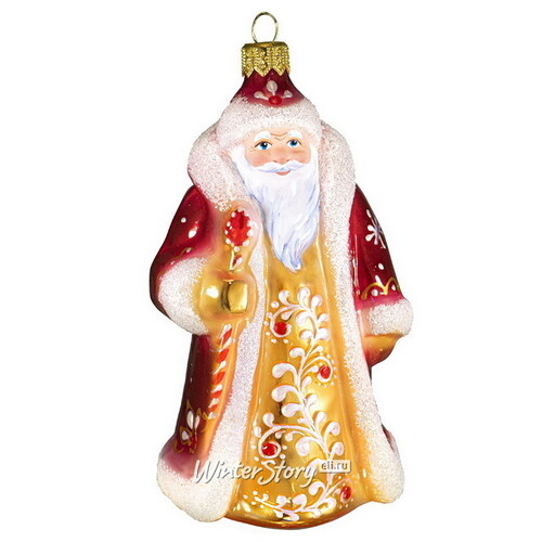 Стеклянная елочная игрушка Дед Мороз 13 см, подвеска Фабрика Ариель