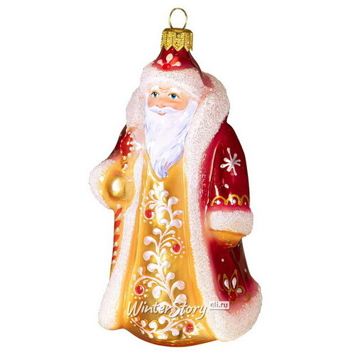 Стеклянная елочная игрушка Дед Мороз 13 см, подвеска Фабрика Ариель