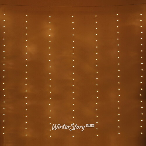 Светодиодная гирлянда на окно Жемчужины 3*2 м, 200 теплых белых LED ламп, серебряная проволока, контроллер, IP20 Serpantin