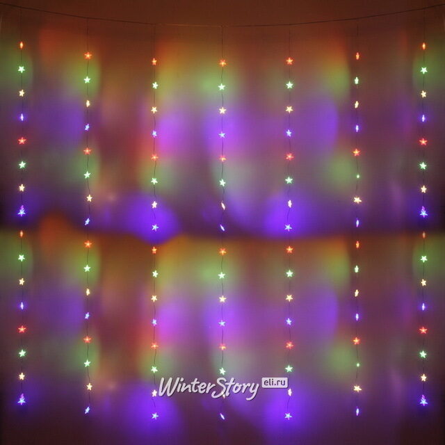 Светодиодная гирлянда на окно Звездочки 3*2 м, 160 разноцветных LED ламп, прозрачный ПВХ, контроллер, IP20 Serpantin (Серпантин)