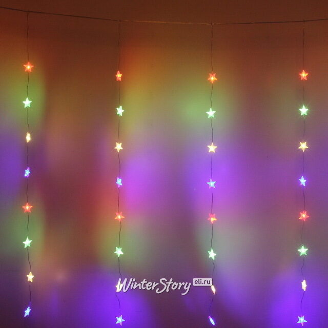 Светодиодная гирлянда на окно Звездочки 3*2 м, 160 разноцветных LED ламп, прозрачный ПВХ, контроллер, IP20 Serpantin (Серпантин)