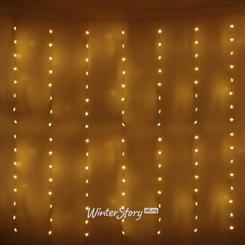 Светодиодная гирлянда на окно Звездочки 3*2 м, 160 теплых белых LED ламп, прозрачный ПВХ, контроллер, IP20 Serpantin