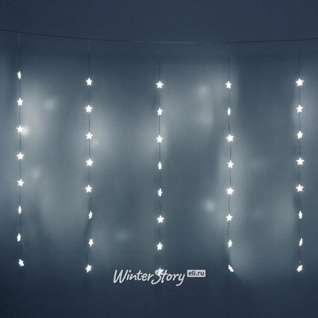 Светодиодная гирлянда на окно Звездочки 3*1 м, 80 холодных белых LED ламп, прозрачный ПВХ, контроллер, IP20 Serpantin (Серпантин)