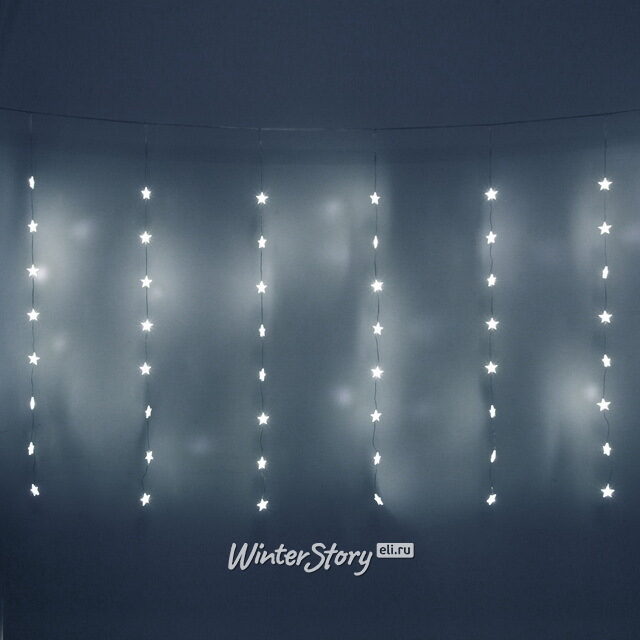 Светодиодная гирлянда на окно Звездочки 3*1 м, 80 холодных белых LED ламп, прозрачный ПВХ, контроллер, IP20 Serpantin (Серпантин)